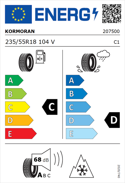 Tyre Label for Kormoran All Season SUV 235/55R18 104V