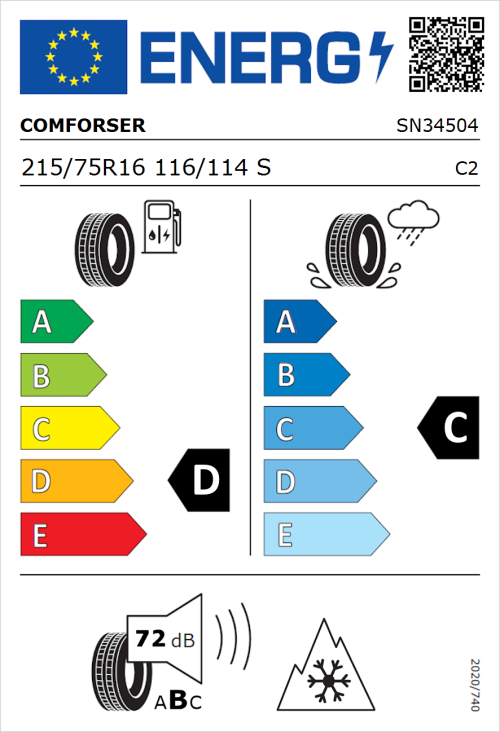 Tyre Label for Comforser CF350 215/75R16 116/114S